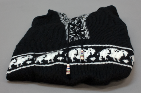 Black Knit Bison Sweater Detail